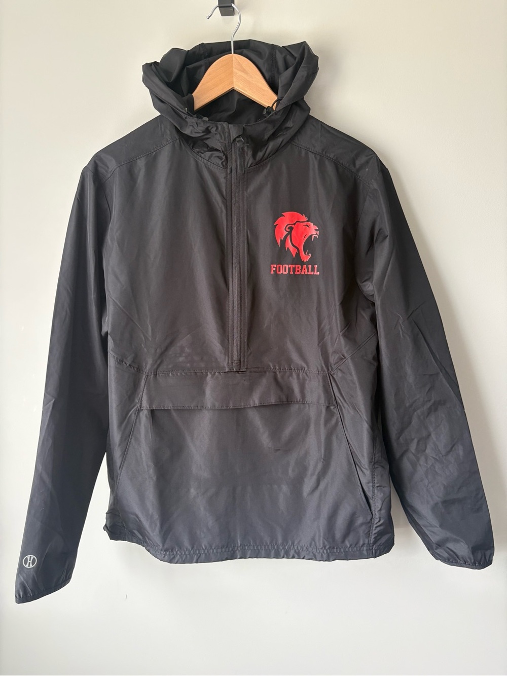 Holloway Packable Football Pullover Windbreaker Jacket Black Medium